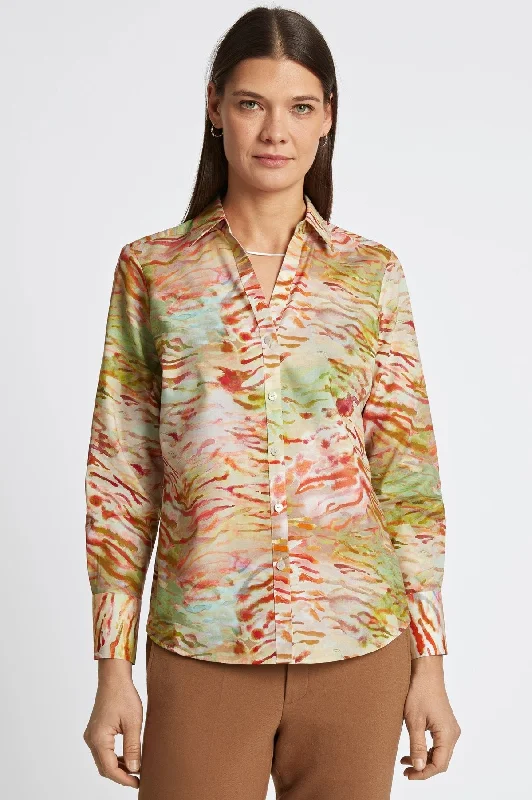 chic outerwear for women’s office style -Mary Watercolor Zebra Shirt