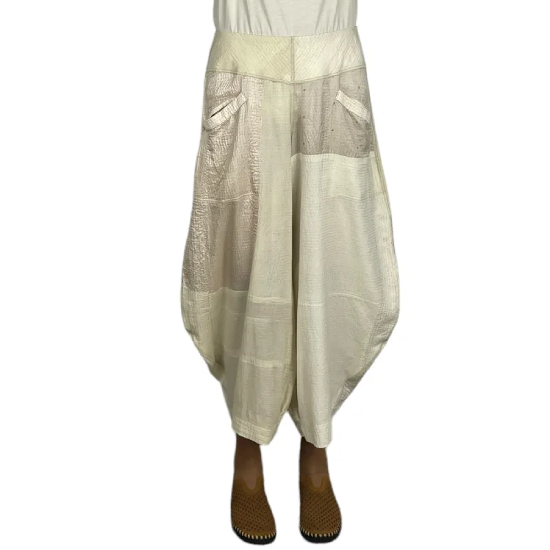 elegant evening dresses for women’s parties -JAIPUR WHITE KANTHA HAREM PANTS