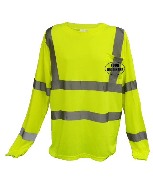 affordable summer clothing for women -ANSI Class 3 Reflective Long Sleeve Shirt with Pocket and Logo -XL Only