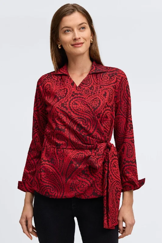 comfortable office outfits for women -Salina No Iron Paisley Jacquard Shirt