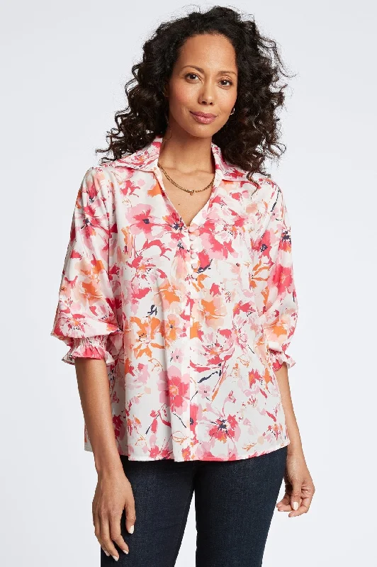 unique jackets for women’s evening wear -Alexis No Iron Watercolor Floral Popover Shirt