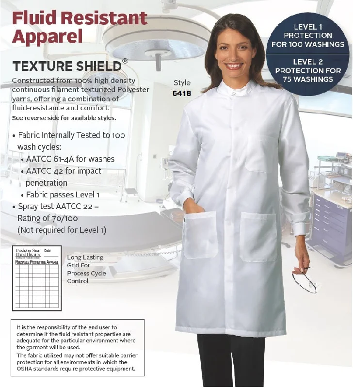 best clothing for women’s fitness routines -Fashion Seal 6418 Fluid Resistant Lab Coat