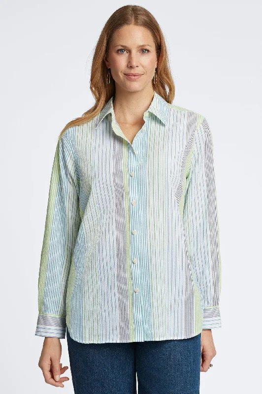 trendy tops for women’s casual wear -Boyfriend Seersucker Stripe Tunic