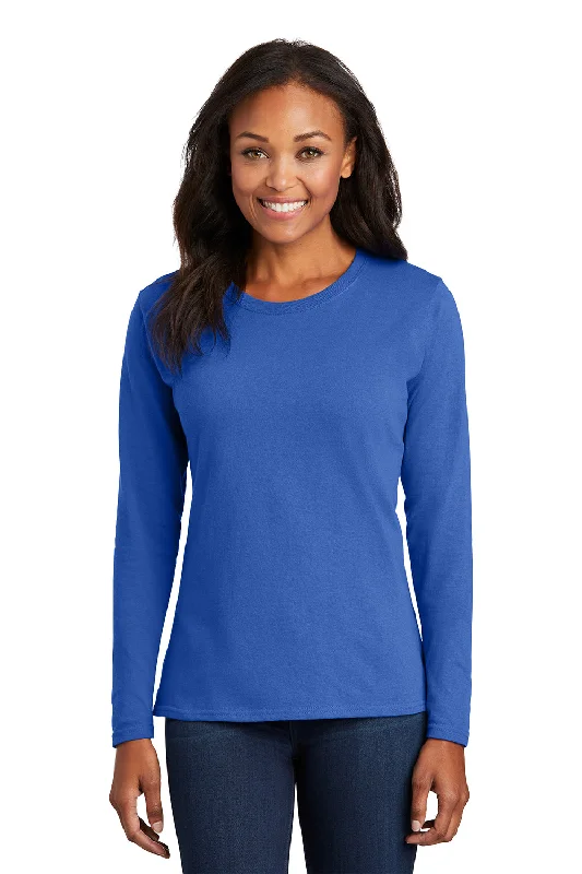 affordable casual outfits for women -Port & Company Womens Core Long Sleeve Crewneck T-Shirt - Royal Blue