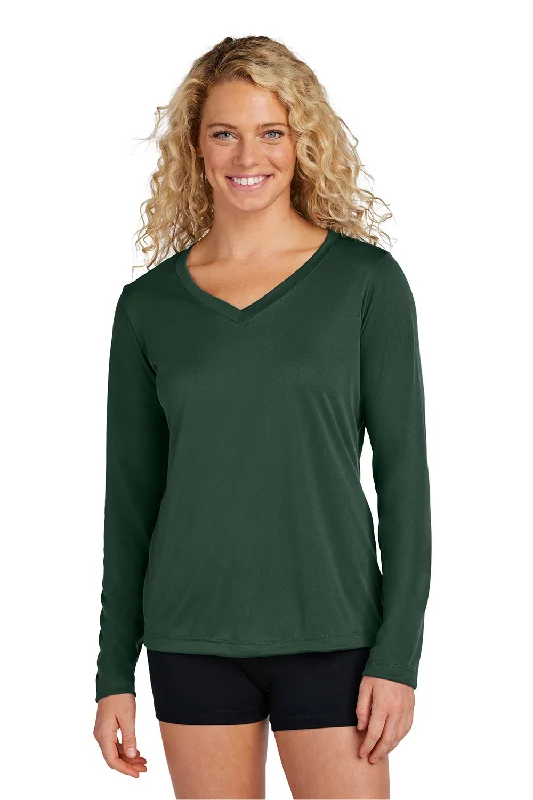 stylish women’s blazers for work outfits -Sport-Tek Womens Competitor Moisture Wicking Long Sleeve V-Neck T-Shirt - Forest Green