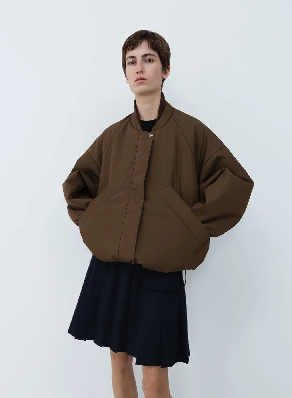 stylish women’s outerwear for winter days -Oversized bomber nylon | breen