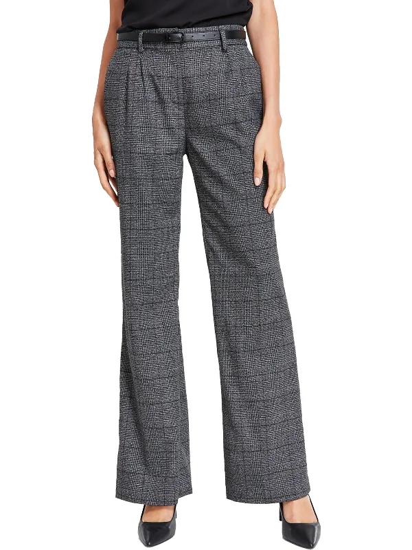 chic dresses for women’s brunch outfits -Womens Pleated Glen Plaid Wide Leg Pants