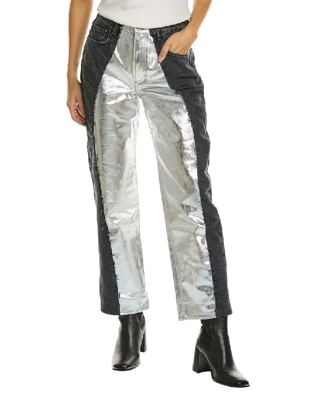 trendy clothing for women’s casual days -FRAME Denim Pieced Orbital & Silver Chrome Straight Jean