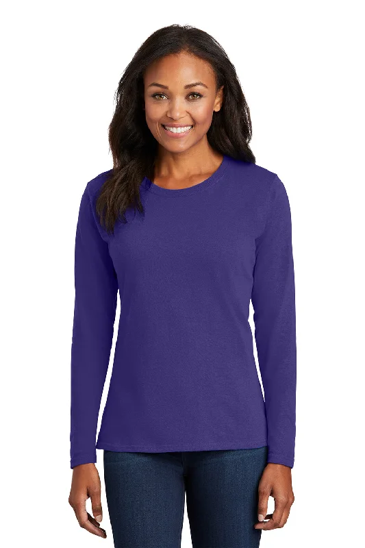 elegant clothing for women’s holiday wardrobe -Port & Company Womens Core Long Sleeve Crewneck T-Shirt - Purple