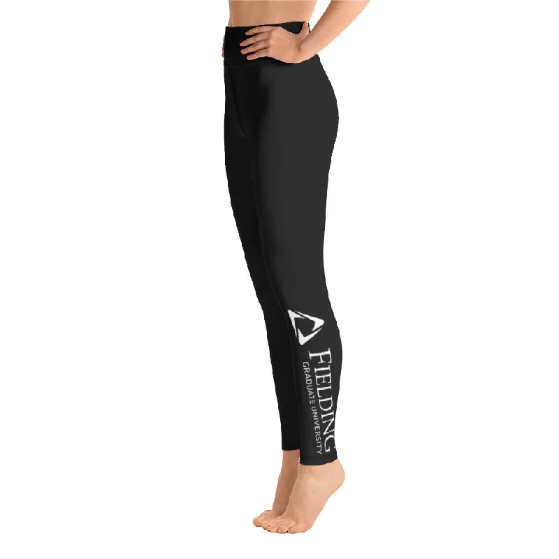 elegant blouses for women’s special events -Yoga Leggings - Black | Fielding Logo