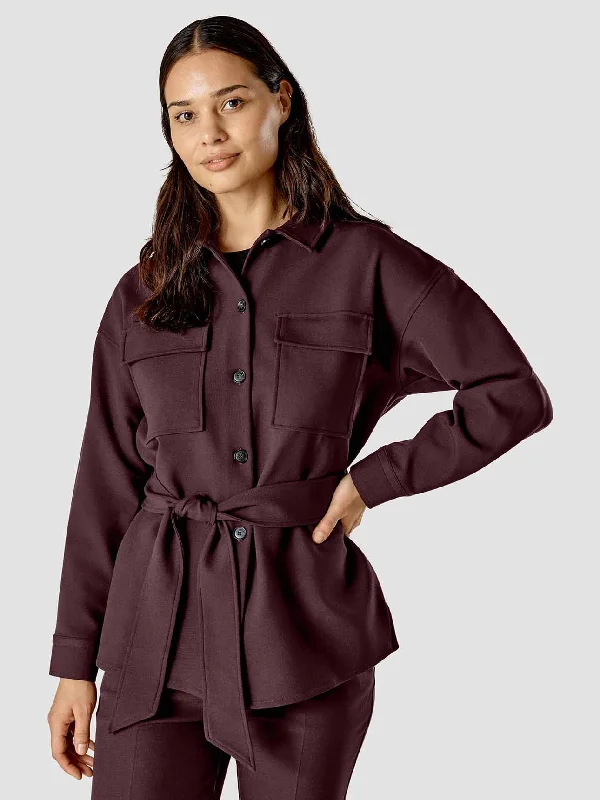 trendy dresses for women’s date nights -Belted Overshirt Pinot Noir