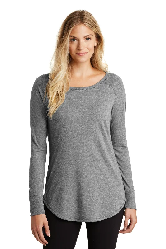 fashionable women’s clothing for all seasons -District Womens Perfect Tri Long Sleeve Crewneck T-Shirt - Grey Frost