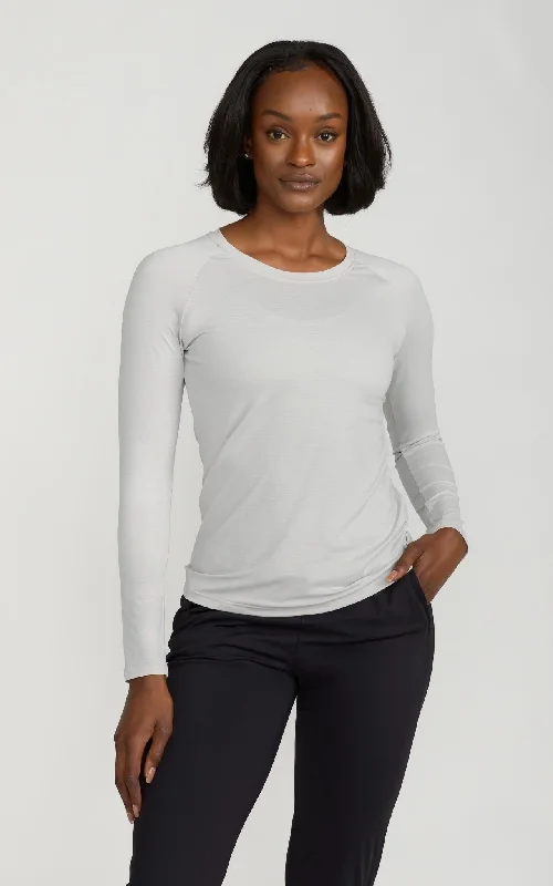 trendy dresses for women’s date nights -Women's Long Sleeve Lux-Tech Shirt in Lunar Gray