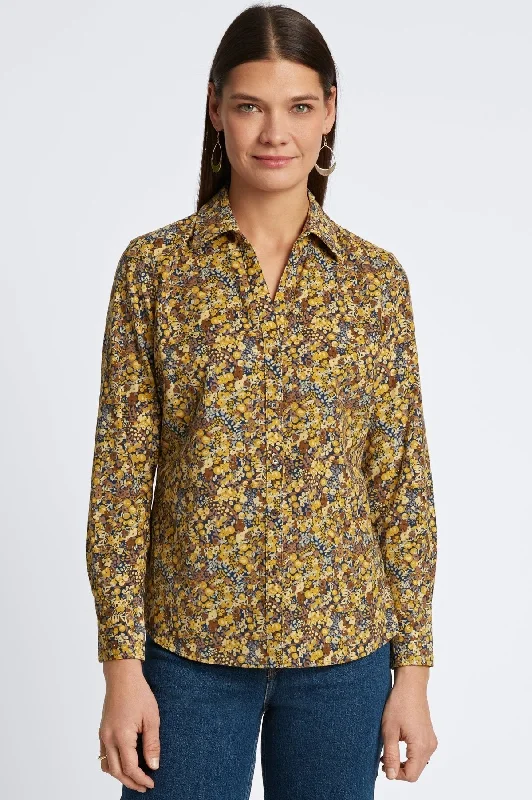 stylish women’s clothing for travel -Mary Ditsy Floral Corduroy Shirt