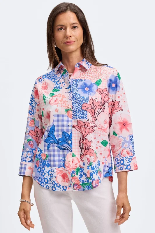 unique women’s skirts for office outfits -June No Iron Springtime Collage Shirt