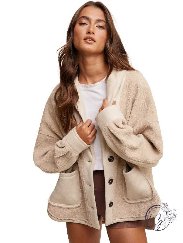 affordable summer clothing for women -Teddy & Suede Button Down Jacket