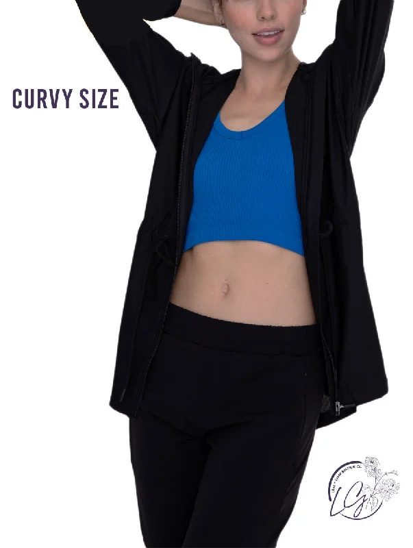 unique women’s skirts for office outfits -Curvy Night Rider Zip-Up Windbreaker