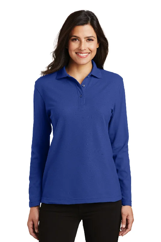 fashionable women’s clothing for every occasion -Port Authority Womens Silk Touch Wrinkle Resistant Long Sleeve Polo Shirt - Royal Blue