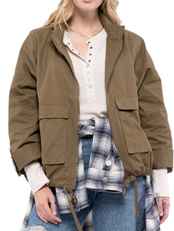 trendy clothing for women’s casual days -Curvy Know How Oversized Pocket Utility Jacket