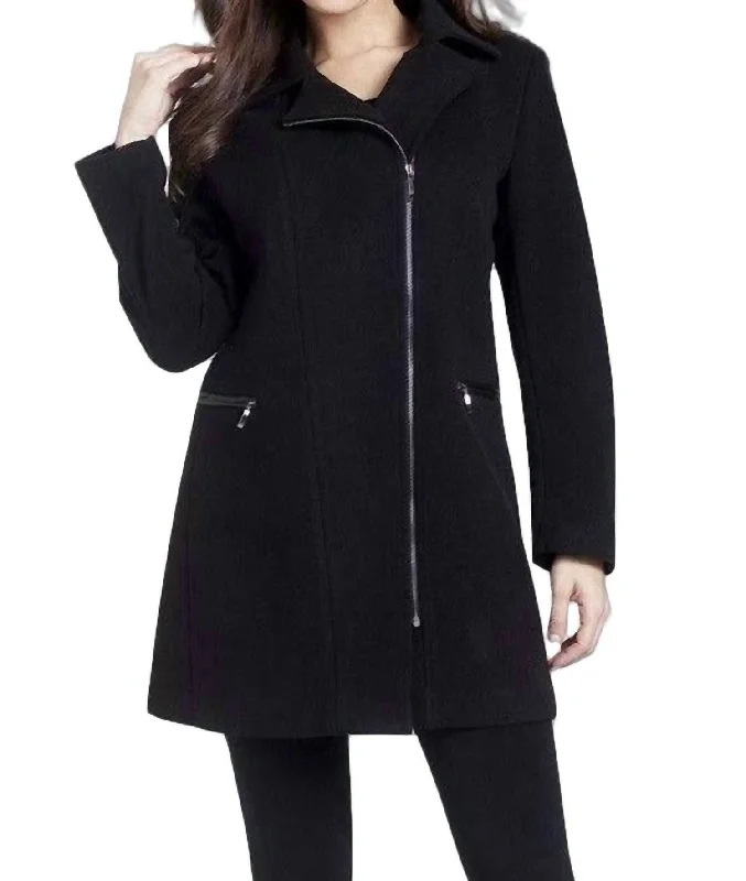 best women’s tunics for everyday fashion -Side-Zip Car Coat In Black