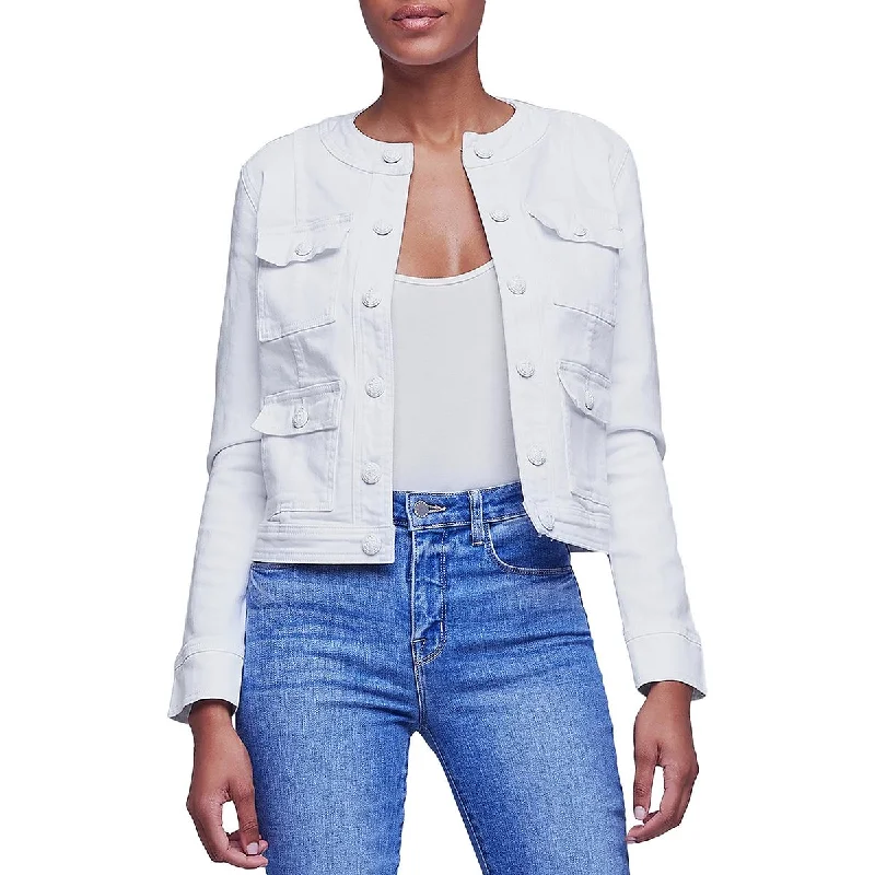 fashionable dresses for women’s brunch events -L'Agence Womens Yari Button Cotton Trucker Jacket