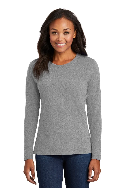 best jackets for women’s business outfits -Port & Company Womens Core Long Sleeve Crewneck T-Shirt - Heather Grey