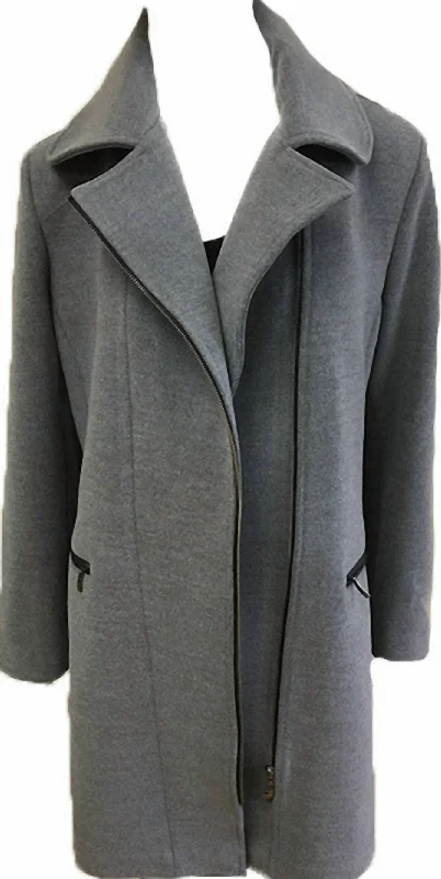 stylish outerwear for women’s fall collection -Side-Zip Car Coat In Gray