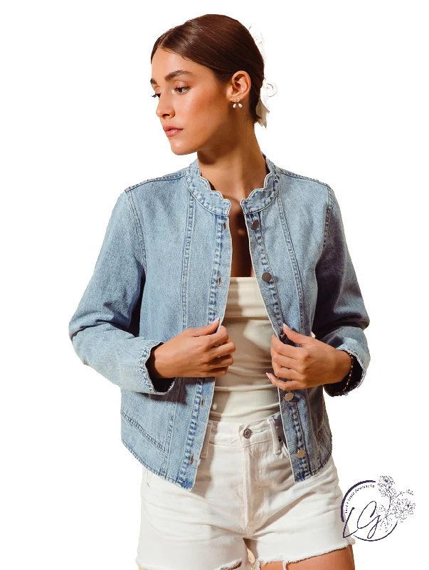 stylish blazers for women’s professional fashion -Vintage Cascade Button Up Denim Jacket