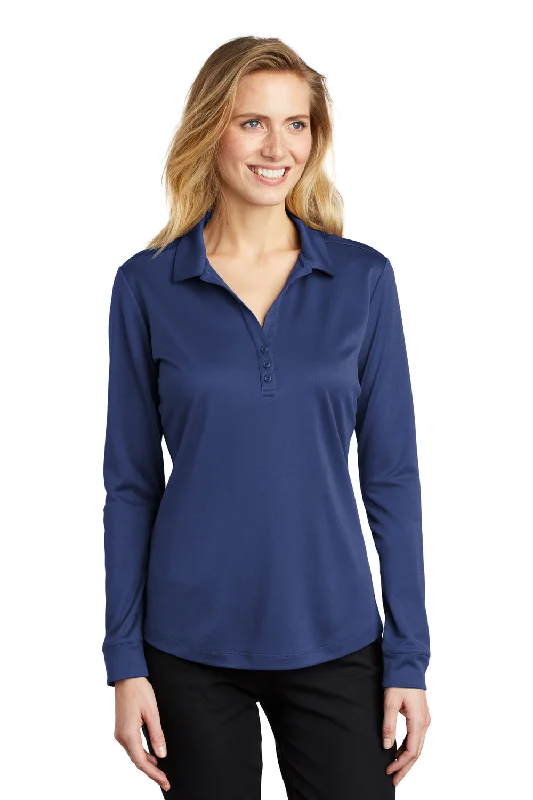 unique dresses for women’s special occasions -Port Authority Womens Silk Touch Performance Moisture Wicking Long Sleeve Polo Shirt - Royal Blue