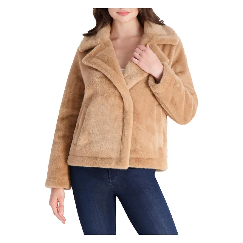 chic outerwear for women’s office style -French Connection Short Faux Fur Lapel Coat for Women