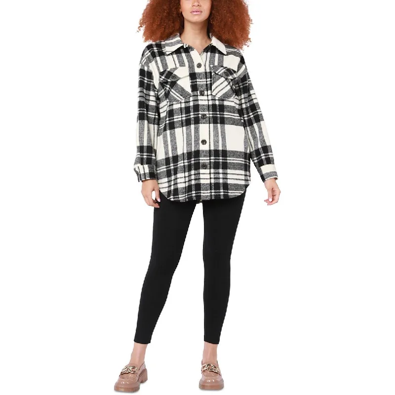 stylish women’s tops for formal occasions -Black Tape_ Womens Fleece Short Shirt Jacket