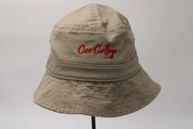 trendy clothing for women’s spring wardrobe -COE COLLEGE KHAKI BUCKET HAT