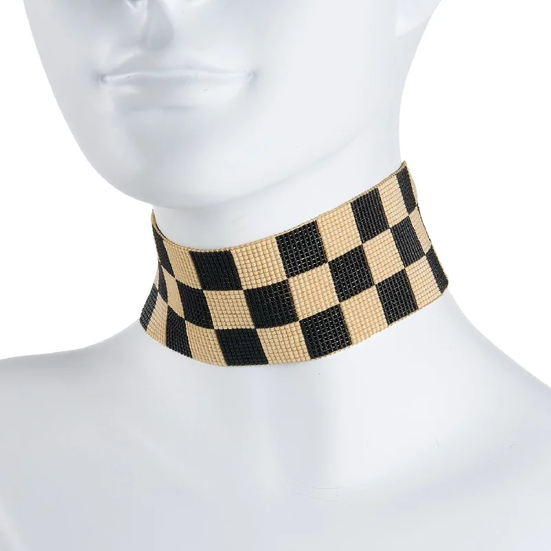 chic outerwear for women’s casual wear -Rumi Choker - Black and Nude