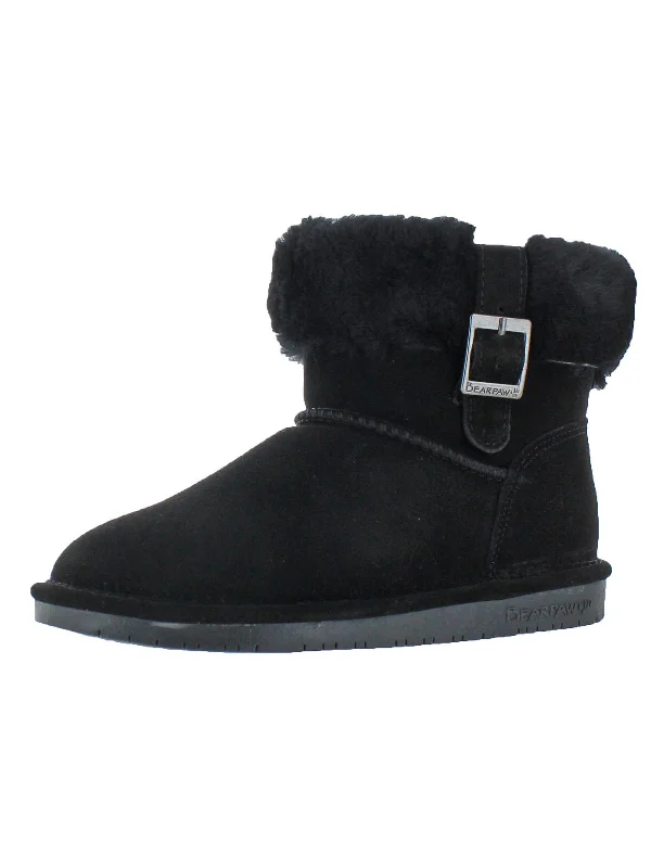 stylish women’s shoes for date nights -Abby Womens Suede Sheepskin Lined Ankle Boots