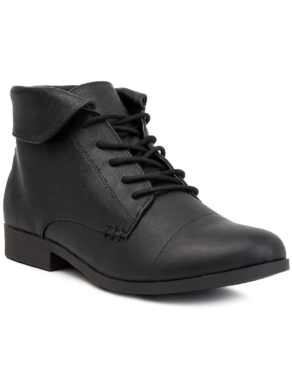 fashionable women’s high heels for night outs -Clora Womens Faux Leather Ankle Combat & Lace-up Boots