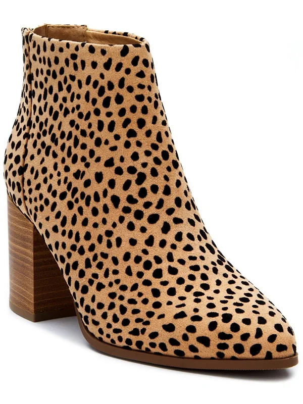 best shoes for women’s rainy season wardrobe -Mary Womens Faux Suede Animal Print Ankle Boots