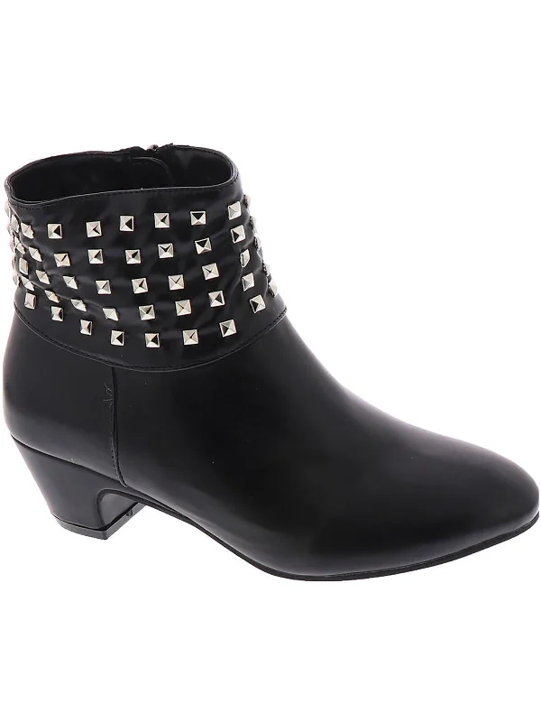 affordable women’s shoes for everyday wear -Presley Womens Faux Leather Studded Ankle Boots