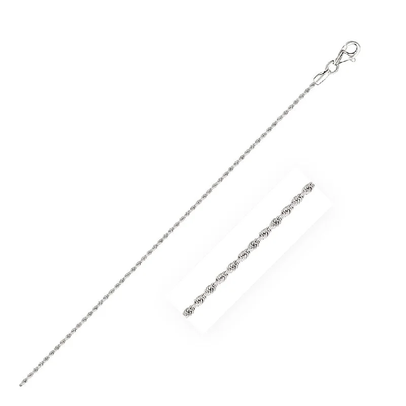 luxury diamond earrings for women’s collections -10k White Gold Solid Diamond Cut Rope Bracelet 1.5mm