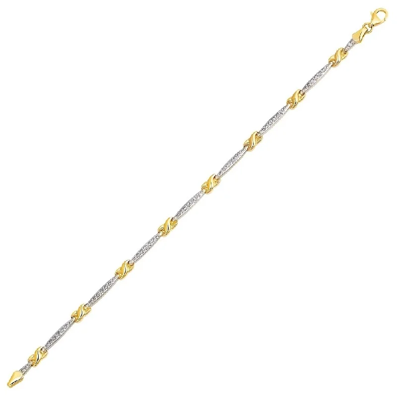 best earrings for women’s party outfits -14k Two-Tone Gold Fancy Infinity Knot Line Bracelet