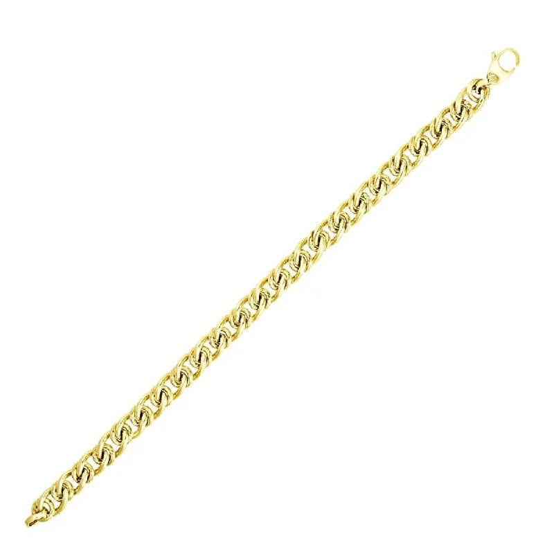 elegant earrings for women’s wedding parties -14k Yellow Gold Chain Bracelet with Oval and Textured Round Links