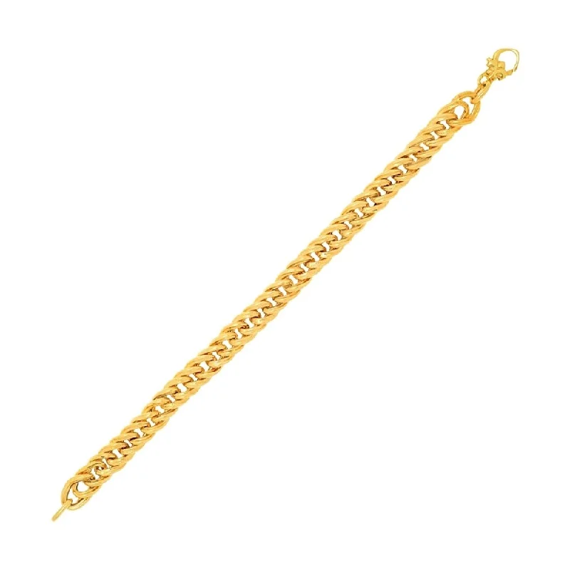 elegant bracelets for women’s formal attire -14k Yellow Gold Curb Chain Textured Link Bracelet