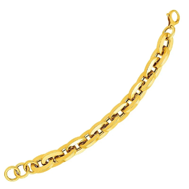 trendy bracelets for women’s street style -14k Yellow Gold Large Flat Link Bracelet