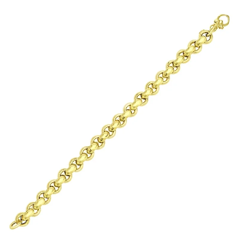 stylish gold necklaces for everyday wear -14k Yellow Gold Rolo Design Shiny Bracelet