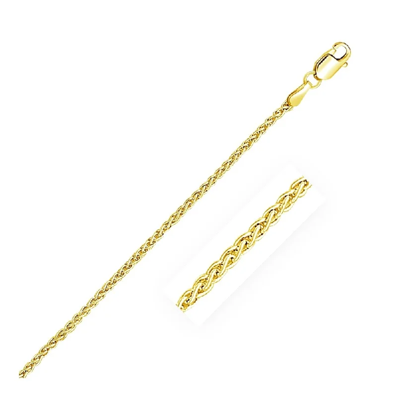 chic necklaces for women’s formal looks -2.1mm 14k Yellow Gold Round Wheat Bracelet