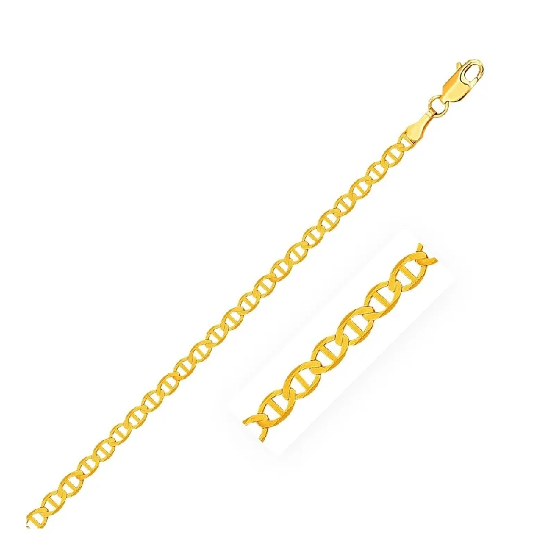 best women’s jewelry for cocktail parties -3.2mm 10k Yellow Gold Mariner Link Bracelet