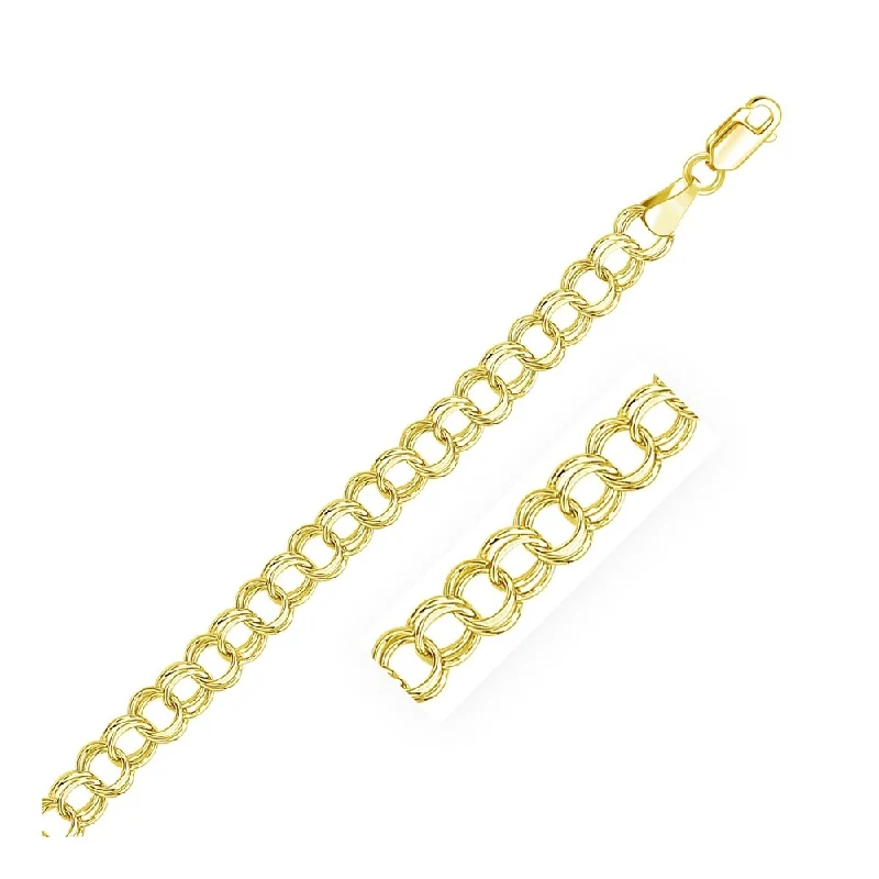 luxury rings for women’s special occasions -6.0 mm 14k Yellow Gold Solid Double Link Charm Bracelet