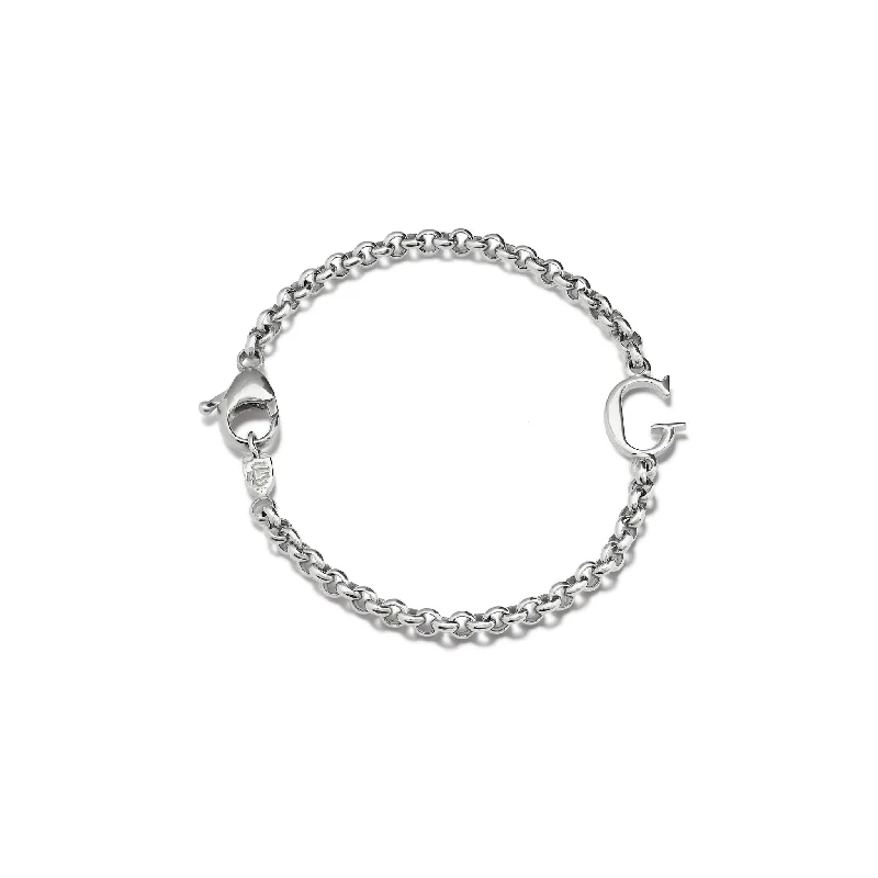 luxury gemstone jewelry for women -Alice Alphabet Initial Bracelet Silver