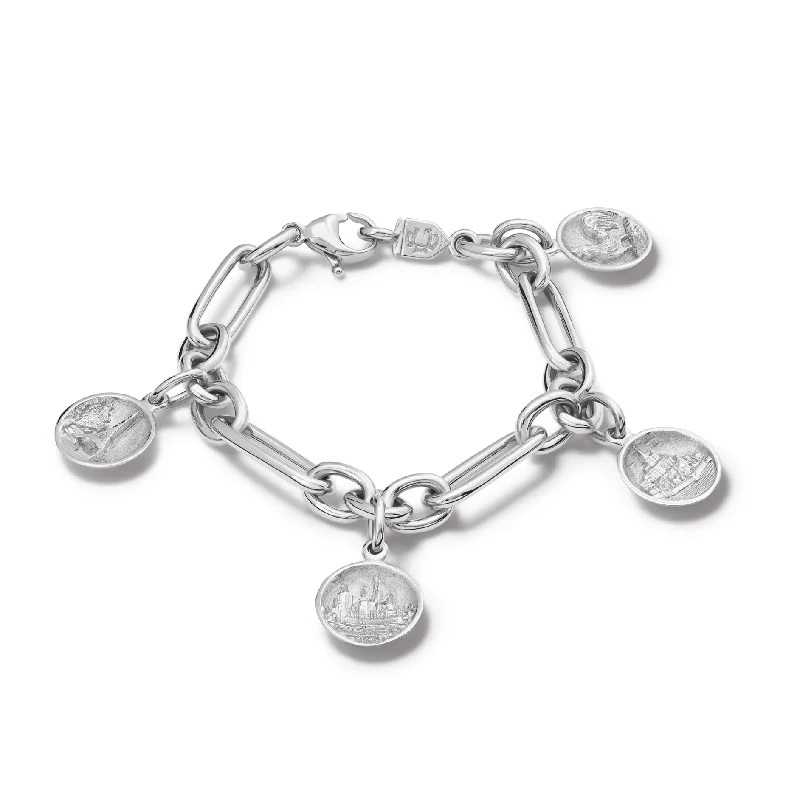 affordable gemstone rings for women -La France Architecture Charm Bracelet Silver