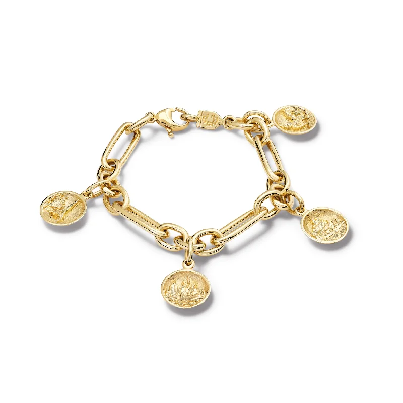 stylish rings for women’s engagement parties -La France Architecture Charm Bracelet Yellow Gold