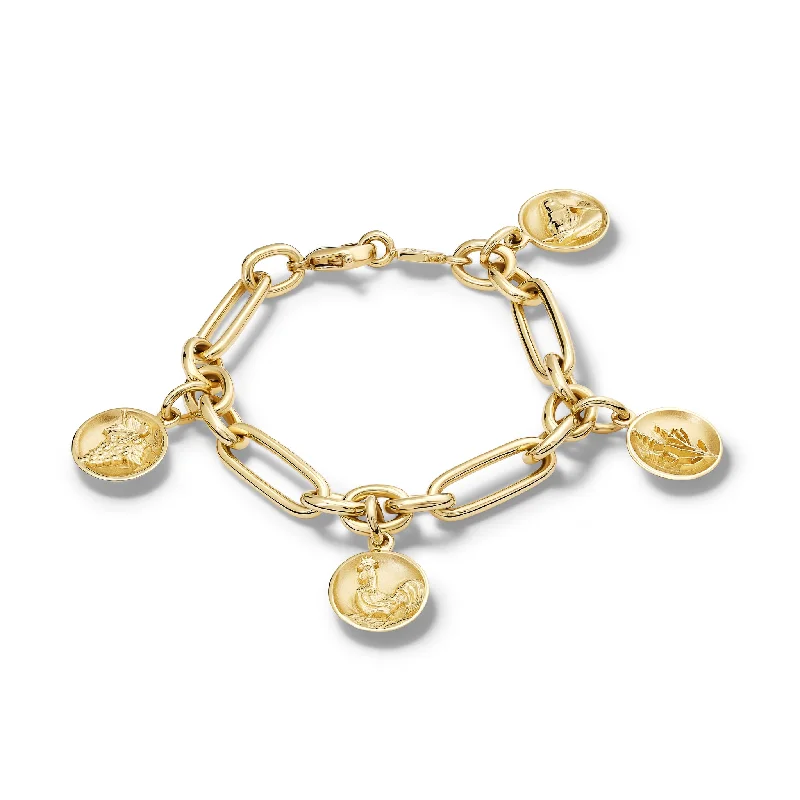 affordable jewelry for women’s professional style -La France Culture Charm Bracelet Yellow Gold